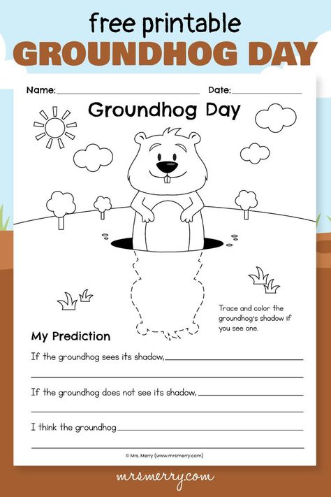 groundhog day free printable Groundhog Day 1st Grade, 1st Grade Groundhog Day, Groundhog Day Worksheets Free, Groundhog Prediction Preschool, Groundhog Day Kindergarten Free, Groundhog Worksheets Preschool, Groundhog Day Worksheets Preschool, Groundhog Day Activities First Grade, Free Groundhog Day Printables Kids