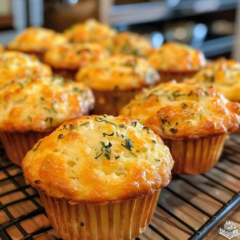 Cheese and Herb Muffins - Start Cooking Today with Coolinarco.com Savoury Breakfast Muffins Recipes, Cheese And Chive Muffins, Savory Breakfast Snacks, Savory On The Go Breakfast, Cheese And Herb Muffins, Healthy Cheese Snacks, Savoury Snacks Healthy, Savory Muffins Breakfast, Healthy Snacks Recipes Savory