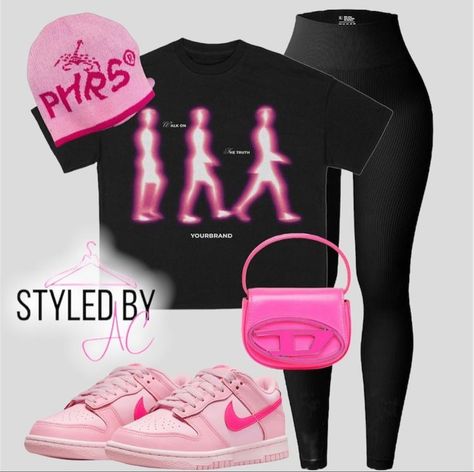 Senior First Day Of School Outfit Baddie, Roblox Cheer Uniforms Codes Pink, Birthday Outfit 12 Year, Deconstructed Outfits, Back To School Outfits Highschool Baddie, Pink And Black Fits, Triple Pink Dunks Outfits, Triple Pink Dunks, Dunks Outfits