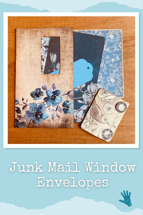 In this tutorial I show you how to cover an envelope with using design paper, without obstructing the window. Junk Journal Tutorials, Repurposed Books, Journal Tutorials, Window Envelopes, Junk Journal Ephemera, Glue Book, Junk Mail, Journal Ephemera, Flip Out