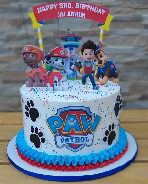 My Baby Jai 3rd Birthday Cake Theme Paw Patrol Amazing cake Patrol Cakes Ideas, Paw Birthday Cake, Cake With Paw Patrol, Cake Decorating Paw Patrol, Paw Patrol Themed Cake, Birthday Theme Paw Patrol, 3 Birthday Cake Boy, Paw Patrol Ice Cream Cake, 4 Paw Patrol Cake