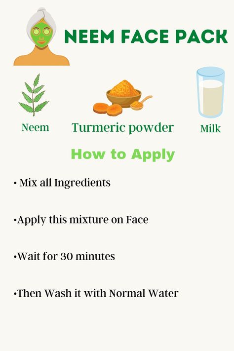 Neem Face Pack Neem Powder Face Pack, Neem Face Pack For Acne, Neem Powder Benefits, Fair Skin Home Remedies, Neem Face Pack, Milk For Skin, Face Pack At Home, Skin Home Remedies, Neem Powder