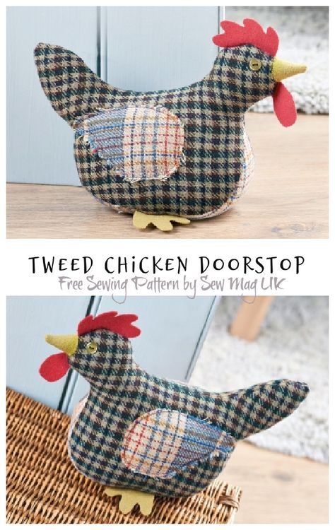 DIY Fabric Chicken Doorstop Free Sewing Patterns | Fabric Art DIY Fabric Doorstop Patterns, Diy Doorstop Pattern, Free Chicken Sewing Pattern, Stuffed Chicken Sewing Pattern Free, Chicken Doorstop Pattern Free, Free Doorstop Sewing Patterns, Fabric Chicken Patterns Free, Doorstop Pattern Free Sewing, Chicken Patterns To Sew