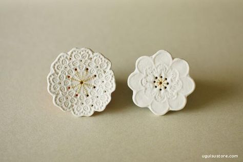 KIMIKO SUZUKI WHITE PORCELAIN CERAMIC JEWELRY – UGUiSU STORE Handmade Ceramic Jewelry, Kay Jewelry, Porcelain China, Porcelain Jewelry, Ceramic Rings, Clay Jewelry Diy, Ceramic Jewelry, Polymer Clay Art, Cold Porcelain