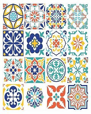 Underglaze Painting, Mosaic Tile Stickers, Colourful Patterns, Calligraphy Drawing, Draw Ideas, Tile Stickers, Bathroom Tile Designs, Tiles Design, Decorative Tiles