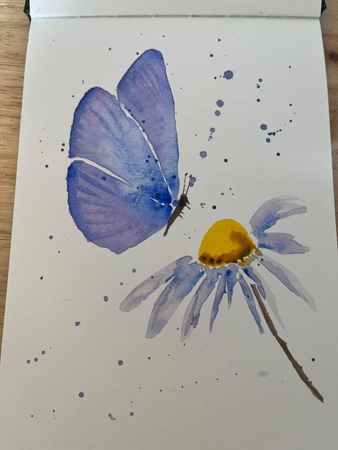 Simple Butterfly Watercolor, Watercolour Butterflies, Watercolour Butterfly, Whimsical Art Paintings, Bird Watercolor Paintings, Simple Canvas Paintings, Diy Watercolor Painting, Watercolor Flower Art, Water Art