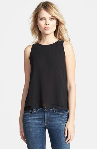 Chelsea28 Double Layer Trapeze Top available at #Nordstrom Fashion Thoughts, Sleeveless Blouse Designs, Trapeze Silhouette, Trapeze Top, Character Wardrobe, Fashion 2014, Jeans Outfits, Closet Fashion, 2014 Fashion