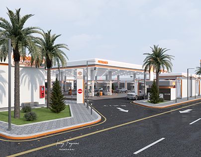 Petrol Station Design, Architecture Knowledge, Commercial Facade, Solar Charging Station, Maps Design, Bloxburg City, Gasoline Station, Church Building Design, Fuel Station