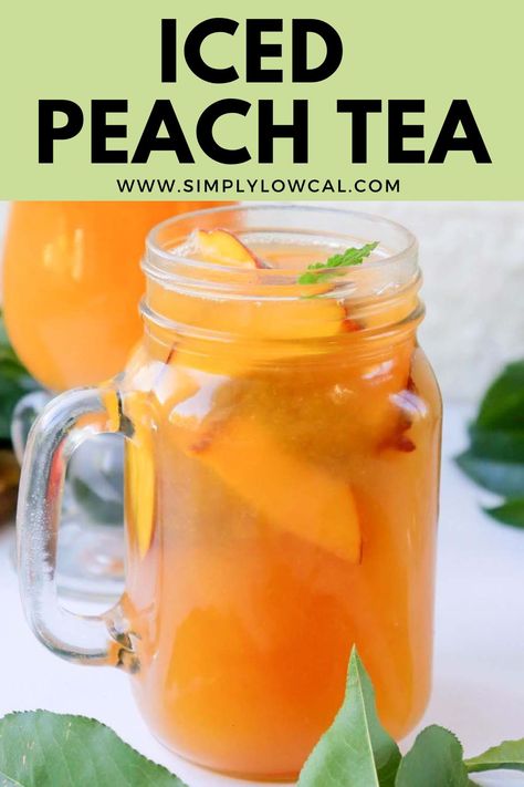 Celsius Drink, Iced Peach Green Tea, Low Calorie Drink Recipes, Peach Iced Tea Recipe, Iced Green Tea Recipe, Peach Iced Tea, Sweet Tea Recipes, Peach Green Tea, Iced Tea Recipe