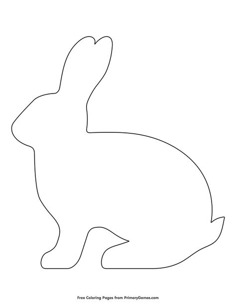 Free printable Easter Coloring Pages eBook for use in your classroom or home from PrimaryGames. Print and color this Simple Rabbit Outline coloring page. Easter Bunny Silhouette Printable, Coloring Templates Free Printable, Free Bunny Template Easter Printables, Rabbit Stencil Free Printable, Rabbit Outline Printable, Rabbit Silhouette Templates, Easter Bunny Pattern Free Printable, Easter Rabbit Template Free Printable, Printable Rabbit Template