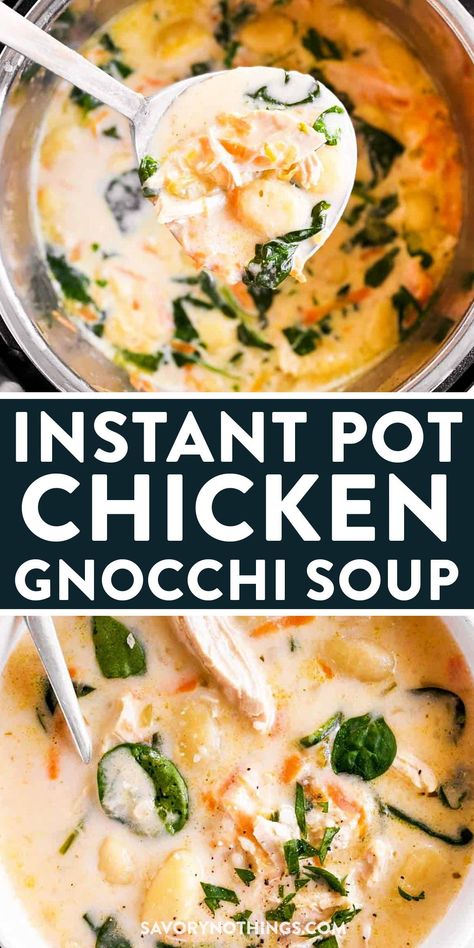 Instant Pot Chicken Gnocchi, Instant Pot Chicken Gnocchi Soup, Instapot Soup Recipes, Chicken Gnocchi Soup Recipe, Olive Garden Chicken Gnocchi, Gnocchi Recipes Soup, Chicken Gnocchi Soup Olive Garden, Olive Garden Copycat, Creamy Chicken Noodle Soup