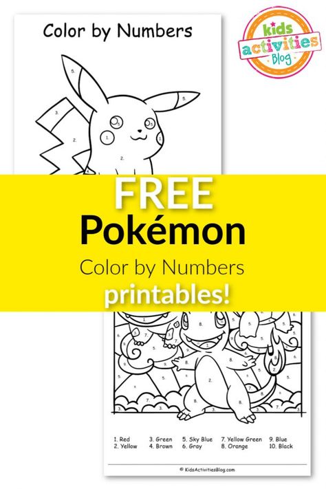 FREE Pokémon Color by Numbers Printables! Pokemon Color By Number Free Printable, Pokemon Writing Activities, Pokemon Grid Art, Pokemon Activity Sheets Free Printable, Pokemon Printables Free, Pokémon Printable, Pokemon Activities For Kids, Pokemon Color By Number, Pokemon Math