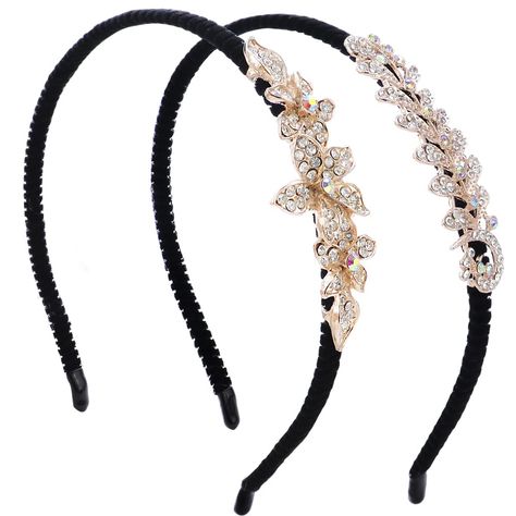 PRICES MAY VARY. Package: Each pack comes with 2 pieces of beautiful hair hoops, which includes 2 different rhinestone decoration patterns, one looks like flower, and the other looks like peacock., exquisite addition to hair helps elevate beauty. Reliable Material: These hairbands with metal bands are wrapped by soft velvet fabric material and decorated by artificial rhinestones, good durability and sturdiness, which can provide you a comfortable wearing experience. Wide Application: These delic Christmas Headband Diy, Crystal Hair Band, Elegant Headband, Pretty Headbands, Hair Hoop, Chic Hairstyles, Crystal Headband, Rhinestone Headband, Hair Wraps