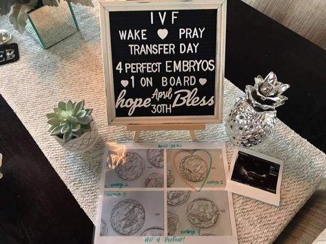 Embryo Transfer Day Letter Board, Ivf Journey Photos, Egg Retrieval Ivf Letter Board, Ivf Medication Organization, Ivf Letterboard Ideas, Maternity Hacks, Ivf Timeline, Ivf Preparation, Surrogacy Photos