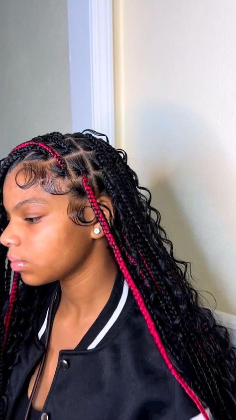 Medium boho knotless braids + mid back length Boho Knotless Braids, Boho Knotless, Pretty Braids, Braided Hairstyles For Black Women Cornrows, Sleek Ponytail Hairstyles, Birthday Hairstyles, Box Braids Hairstyles For Black Women, Cute Braided Hairstyles, Braided Hairstyle