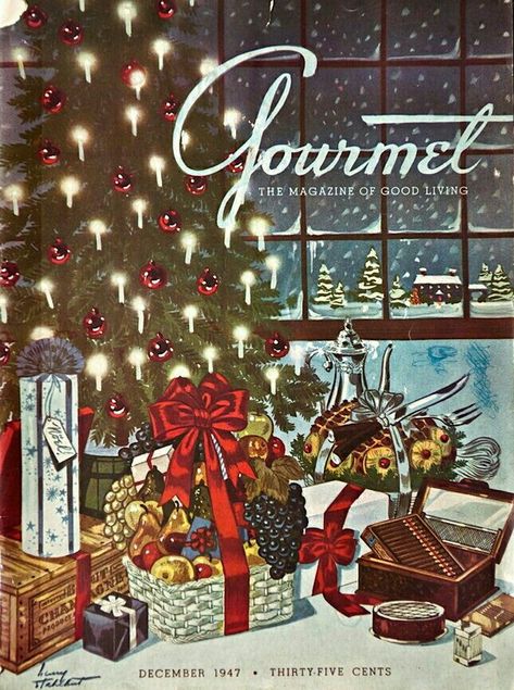 Vintage Jello, Christmas In America, Childhood Christmas, Cosy Season, Gourmet Magazine, Winter Christmas Scenes, Christmas Ephemera, Christmas Cover, Vintage Christmas Images