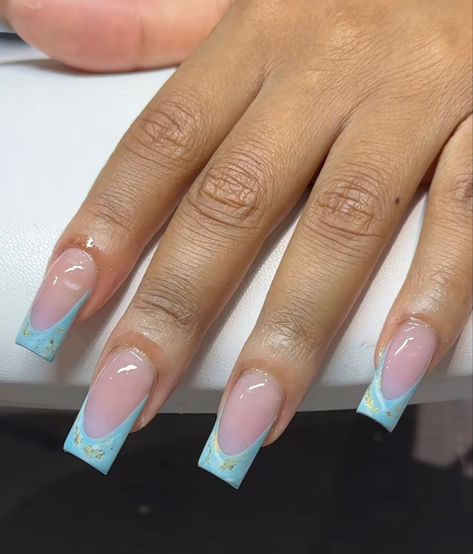 Pink Blue Nails, Artistic Nails, Summer Hacks, Girly Acrylic, Girly Acrylic Nails, French Nail Designs, Short Square Acrylic Nails, French Nail, Short Acrylic