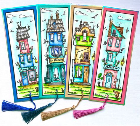 Quirky bookmarks made using some AALL & Create stamps designed by Autour De Mwa. Aall & Create Stamps, Aall & Create Cards, Quirky Bookmarks, Bookmarks Watercolor, 2024 Bujo, Play Shop, How To Make Bookmarks, Mixed Media Art Journaling, Stamp Design