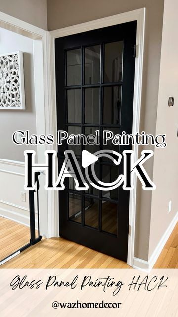 MICHELLE | Neutral Modern Home on Instagram: "✨Here’s the BIGGEST Painting HACK for Glass Panels 😳 Save for Later ⬇️  I’ve always wanted to paint my basement door black but I was dreading painting around all the glass panels. This trick worked so well!!   Apply a heavy coat of Chapstick around your glass corners and use your finger to rub it into the corners of the glass frame. Paint and wipe off chapstick when the paint is dry!  Share with your friend’s that love to paint but hate the prep work around glass panels!  #neutralhome #homeinspo #painting #paintinghacks #hack #hacks #diy #diyhome #diyproject #homeideas #paintingideas #blackdoor #blackinterior #homestyle #modernhome" Black Glass Panel Door, Black Interior Doors With Glass Panels, Glass Porch Door, Paint Door Frame, Painted Stained Glass Diy, Interior Doors With Glass Panels, Wooden Glass Door, Basement Doors, Black Interior Doors