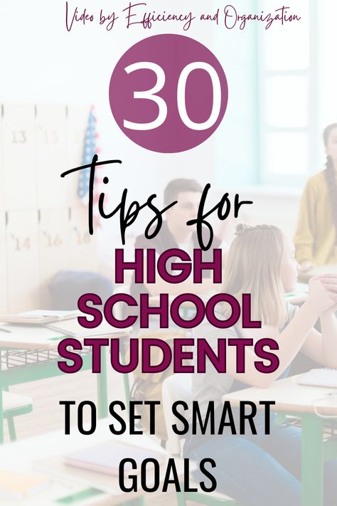 Here are 30 very specific SMART goals examples for high school students shared in this video.  These SMART goals examples are made specifically for high school students.  The idea is to choose up to 3 to work on at one time, write them down, and post them somewhere prominent for easy and frequent reference. Goals For High School, Tips For High School, Smart Goals Examples, Goals Examples, Goal Examples, Live With Purpose, Need Motivation, Setting Ideas, Smart Goals