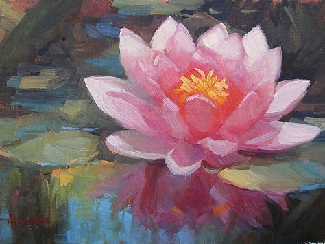 Water Lily Drawing, Pink Water Lily, Lilies Drawing, Water Lilies Painting, Lotus Flower Art, Lotus Painting, Reflection Painting, Lily Painting, Lotus Art