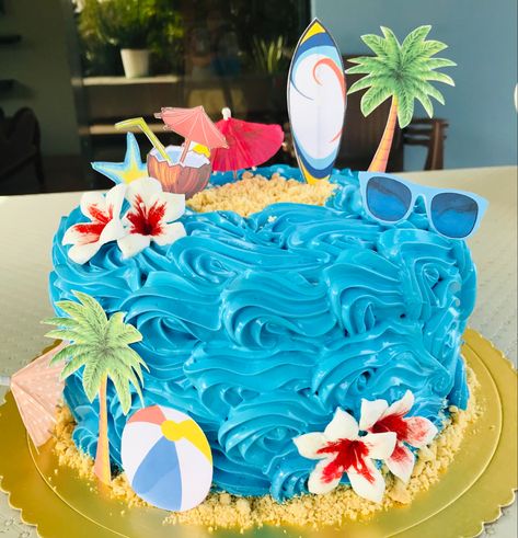 Themed Cakes For Men, Men Cakes, Beach Themed Cakes, Beach Cake, Beach Cakes, Cakes For Men, Tropical Theme, Theme Birthday, Beach Themed