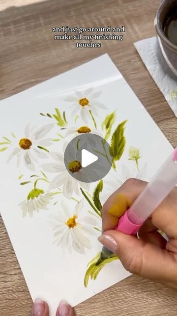 Daisy Painting Tutorial, Watercolor Daisy, Daisy Painting, Watercolor Painting Techniques, Flowers Watercolor, Beautiful Watercolor, Watercolour Tutorials, Watercolor Inspiration, 1k Views