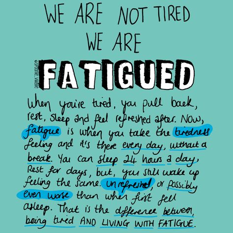 We’re not tired we’re fatigued #fibro #cfs #me Chronic Fatigue Symptoms, Chronic Migraines, Adrenal Fatigue, Invisible Illness, Chronic Fatigue, Autoimmune Disease, Migraine, Chronic Illness, Chronic Pain