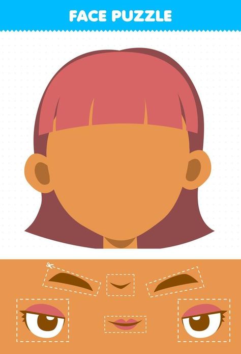 Face Puzzle Preschool, Face Puzzle, Puzzle Drawing, Body Preschool, Face Parts, Body Parts Preschool, Preschool Girl, Dramatic Play Preschool, Job Resume Template