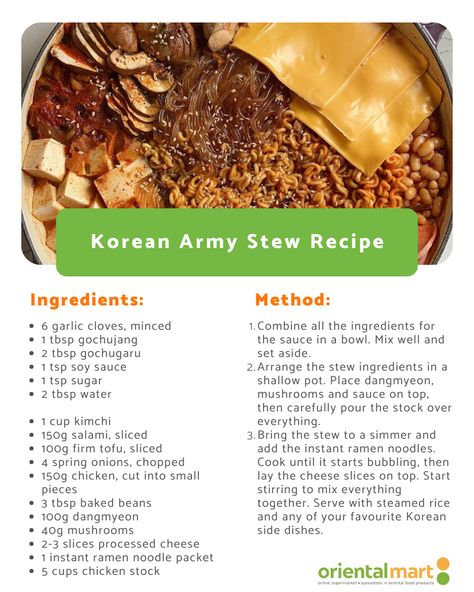 We can’t get enough of this Korean Army Stew 😋🍲 Soybean Stew Korean, Army Stew Recipe, Budae Jjigae Recipe, Soft Tofu Stew Korean, Army Soup Korean, Korean Army Stew Recipe, Korean Soft Tofu Stew, Korean Army Stew Vegan, Korean Army Stew