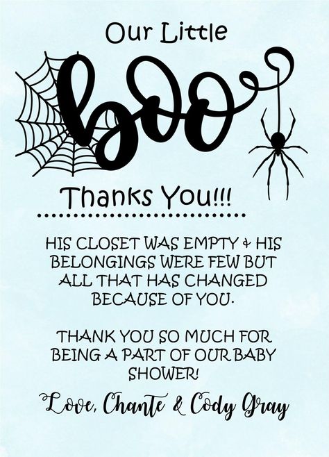 Boys Halloween Baby Shower Thank You Cards — Party Beautifully A Little Boo Is Due Baby Shower Theme, Baby Shower Halloween Theme Boy, A Little Boo Is Almost Due Boy, Our Little Boo Is Almost Due, Halloween Baby Shower Ideas Decorations, Baby Is Brewing Shower Ideas Halloween, Halloween Themed Baby Shower Ideas Boy, A Little Boo Is Due Baby Shower Ideas, Halloween Baby Shower Ideas For Boys