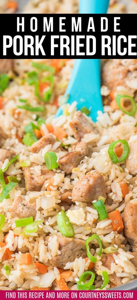 Pork Loin Fried Rice, Meals With Leftover Pork Loin, Pork Chop Fried Rice, Easy Pork Fried Rice With Egg, Cooked Pork Chop Recipes Leftover, Pork Steak And Rice Recipes, Pork Fried Rice With Leftover Pork, Cooked Pork Loin Recipes Leftover, Leftover Pork Tenderloin Recipes Simple