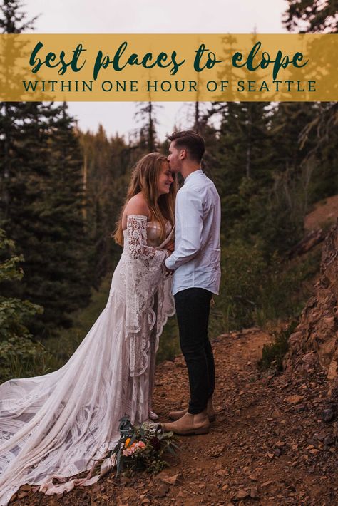 Elope In Washington State, Pikes Peak Elopement, Seattle Micro Wedding, Elopement Washington State, Seattle Elopement Locations, Photo Gold, Cabin Wedding, Mount Rainier National Park, Mountain Elopement