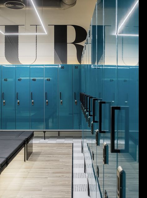 fizika on Behance Fitness Club Design, Restroom Colors, Yoga Area, Bath Tube, Fitness Space, Sports Locker, Office Lockers, Artificial Garden, Room Gym