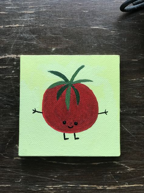 Green Mini Canvas Paintings, Paintings Without White Paint, Tiny Paintings Ideas Simple, Cute Little Paintings Easy, Mini Paintings Ideas Aesthetic, Tiny Paintings Simple, Mini Canvas Paintings Easy, Items To Paint, Mini Canvas Art Easy