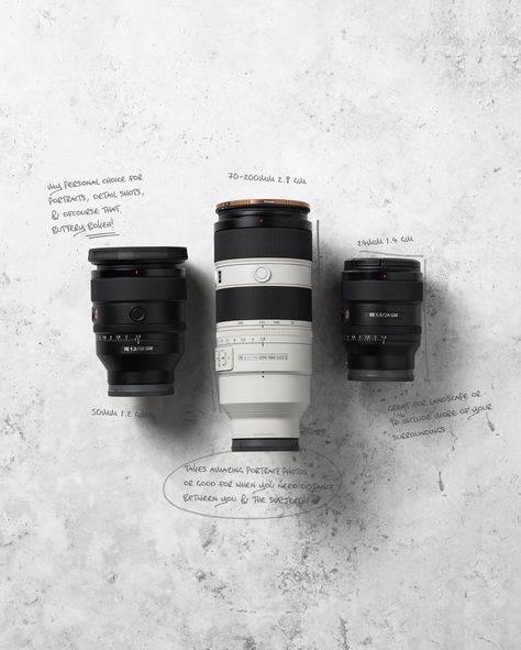 Philip Martland | My top 3 lenses 📷 The @sonyalpha - 50MM 1.2 GM - 70-200MM 2.8 GM II - 24MM 1.4 GM What are your go to lenses? #sonyalpha #sony70200gm … | Instagram 70-200mm Lens Photography, Canon 75-300mm Lens Photos, Sony 85mm 1.4 Gm, My Top 3, Detail Shots, Commercial Photographer, Lenses, Instagram