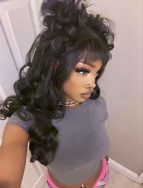 Y2k Hairstyles, Hair Stylies, Dope Hairstyles, Looks Black, Baddie Hairstyles, Peinados Faciles, Homecoming Hairstyles, Aesthetic Hair, Weave Hairstyles