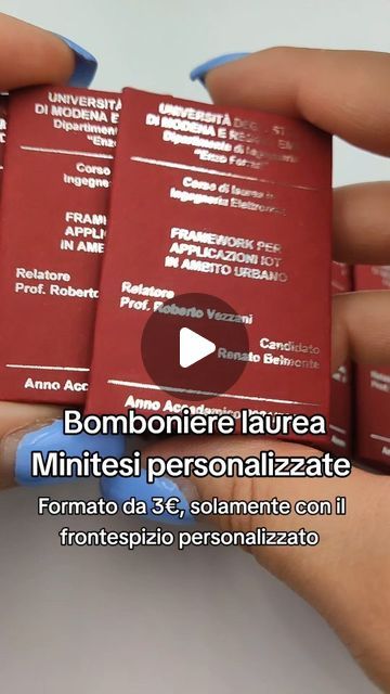 Bukyko Miniature Book on Instagram: "Bomboniere laurea  Minitesi personalizzate Formato da 3€, solamente con il frontespizio personalizzato  #unimore #minitesi #bombonierelaurea #laurea #bomboniereeconomiche" Miniature Book, College Classes, Collage, Pins, On Instagram, Instagram