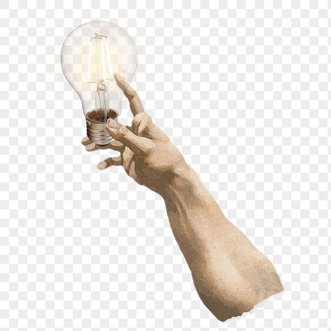 Science Png Aesthetic, Collage Elements Png, Electricity Aesthetic, Hand Collage, Bulb Png, Light Bulb Idea, Idea Bulb, Concept Collage, Png Collage