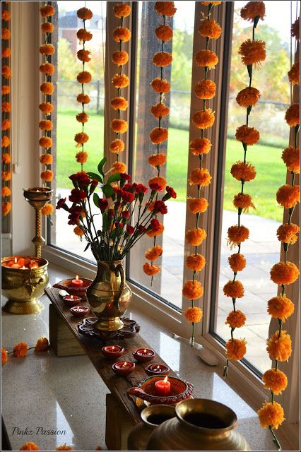 Pinkz Passion : Diwali Party entwined with South Indian Theme Indian Party Decorations Ideas, Marigold Party, Indian Party Decor, Indian Decoration Ideas, Indian Theme Party, Diwali Party Ideas, Diwali Inspiration, Den Mrtvých, Indian Inspired Decor