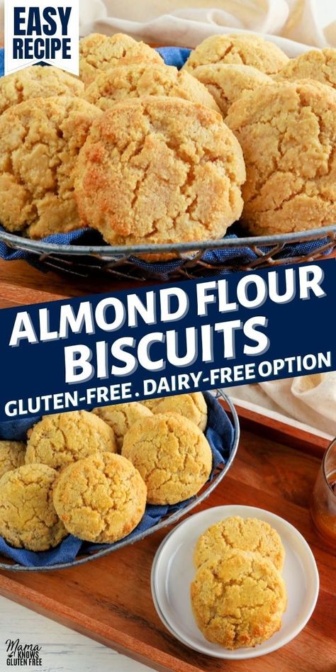 An easy recipe for almond flour biscuits. This healthy biscuit recipe is also naturally gluten-free, grain-free, and low carb. The recipe also includes a how-to video! Healthy Biscuit Recipe, Healthy Biscuits Recipe, Mama Knows Gluten Free, Almond Flour Biscuits, Healthy Biscuits, Gluten Free Brunch, Flour Biscuits, Dairy Free Baking, Gluten Free Bars