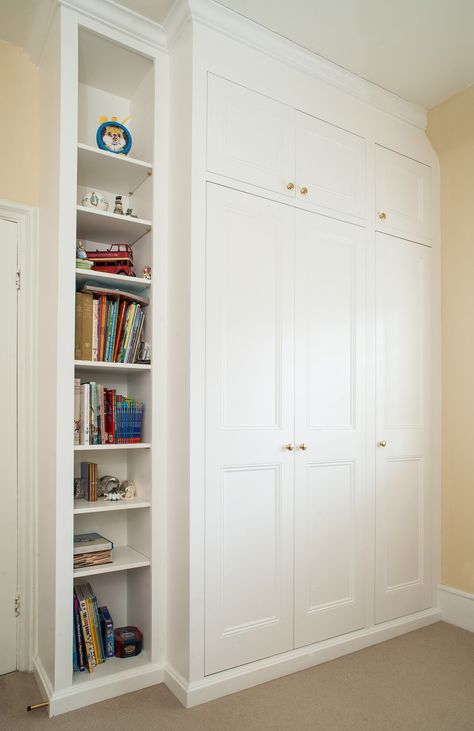 Bespoke fitted wardrobes and cupboards | London Alcove Company Corner Wardrobe And Desk, Hallway Storage Cupboards Built Ins, Nursery Fitted Wardrobes, Fitted Cupboards Bedroom, Boys Wardrobe Ideas, Kids Room Wardrobe Design Cupboards, Kids Wardrobe Design Modern, Inbuilt Wardrobe, Kids Room Wardrobe Design