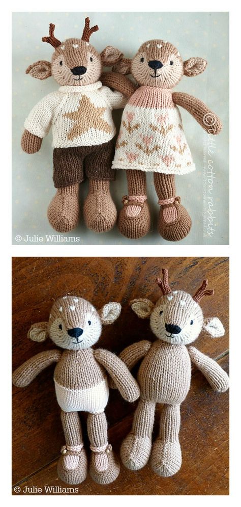 Amigurumi Deer Toy Knitting Pattern #knittingpatterns  #christmasgifts  #knittingforkids Knitted Deer Pattern, Knit Toys Pattern, Deer Knitting Pattern, Free Knitting Patterns Animals, Little Cotton Rabbits Free Knitting, Free Rabbit Knitting Patterns, Stuffed Animal Knitting Patterns Free, Knit Doll Pattern, Free Knitted Toy Patterns