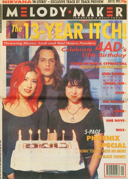 Melody Maker cover article celebrating 4AD 13th Birthday Mark Kozelek, Dead Can Dance, Chris Roberts, The Black Crowes, House Painter, Sonic Youth, 90s Music, Punk Rocker, Music Magazines