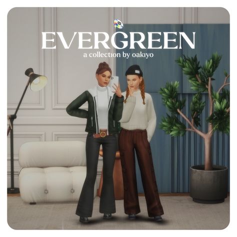 Evergreen Collection: | oakiyo on Patreon Clean Girl Sims 4 Cc, Sims 4 Clean Girl Cc, The Sims 4 Packs, Sims 4 Mm Cc, Sleek Bun, Sims 4 Dresses, Sims 4 Mm, The Sims 4 Download, Zara Jacket