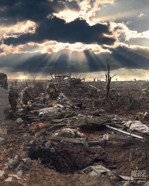 Your daily dose of History 🔎 on Instagram: “One of the first uses of composite images, the morning after the Third Battle of the Ypres, known as the battle of Passchendaele, 12…” Ww1 Battles, Battle Of Passchendaele, Triple Entente, Battle Of Ypres, Ww1 Photos, Ww1 Art, Ww1 History, Famous Photos, Famous Photographers