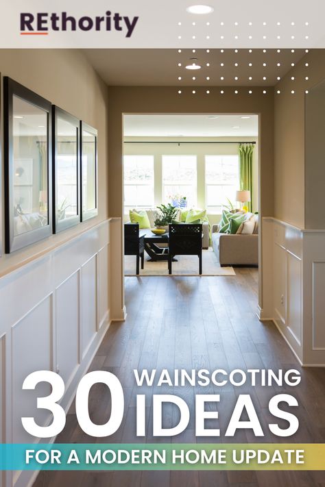 Elevate your home decor with these stylish wainscoting ideas. From classic to modern, find inspiration to transform your space into a sophisticated haven. Art On Wainscotting, Wainscoting Great Room, Wainscoting Front Entry, Modern Wainscoting Ideas Entryway, Wainscoting With Windows, Entryway Wainscoting Ideas, Painted Wainscoting Ideas, Wainscoting Ideas Entryway, Wainscoting Ideas Living Room