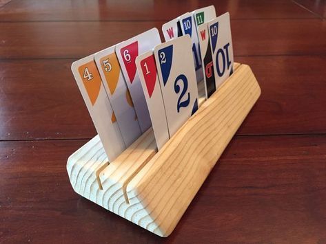 Picture of Wooden Playing Card Holder for Kids #PlayingCards #woodworkingforkids Kids Woodworking Projects, Playing Card Holder, Wood Projects For Kids, Wood Projects For Beginners, Card Games For Kids, Woodworking Projects For Kids, Woodworking For Kids, Wooden Projects, Kids Wood