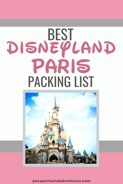 This post contains the best Disneyland Paris packing list to ensure you don't forget anything when heading to Disney Paris. And you'll also find tips on what to leave at home! #passportsandadventures #familytravel #familytraveltips #travelingwithkids #travelwithkids #traveltips #disneylandparis #dlp #disneyparis #eurodisney #packinglist #familytravelpackinglist Disneyland Paris Packing List, Paris Packing List Winter, What To Pack For Disneyland, Pack For Disneyland, Disneyland Paris Castle, Paris Packing List, Paris In December, Paris Packing, Paris Disneyland