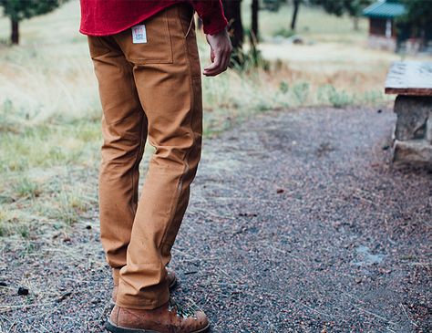 Colorado-based Topo Designs continues to build out their apparel offerings. The latest: work pants constructed with American-made 12-ounce duck canvas and double paneling on the front for long wearing durability. Triple stitched seams, too. And unlike those dad-fit Carhartt’s, these hardworking trousers are slim and streamlined. Color Coordination, Canvas Pants, Outdoor Shoot, Carhartt Pants, Carhartt Jacket, Topo Designs, Go Outdoors, Duck Canvas, Look Good Feel Good